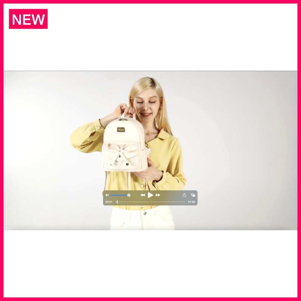 Mini Leather Backpack With Bow, Adjustable Straps… - image 8